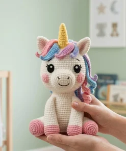 Handmade Crochet Unicorn Plush Toy - Image 4