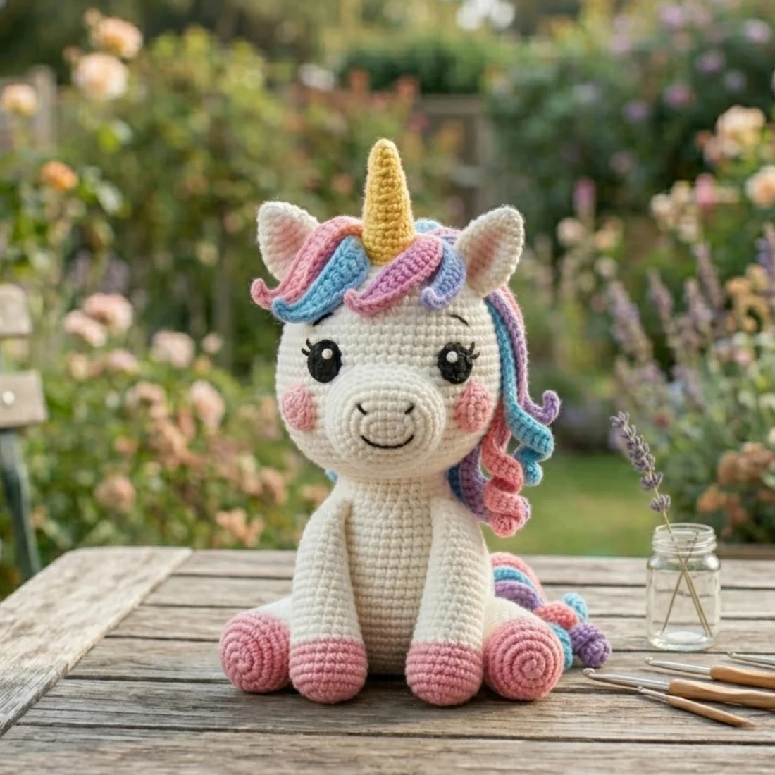 Handmade Crochet Unicorn Plush Toy - Image 3