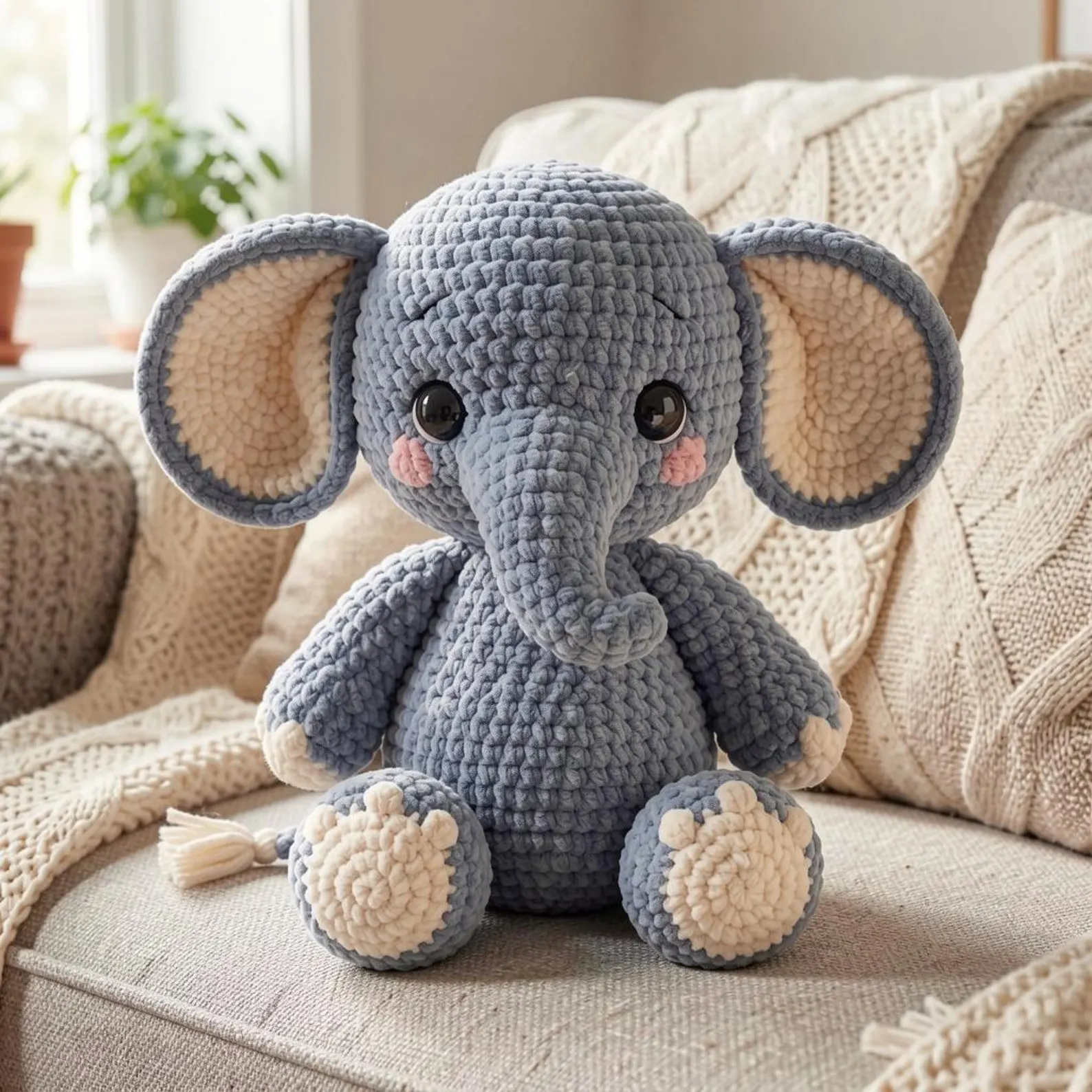 Handmade Crochet Elephant Plush Toy